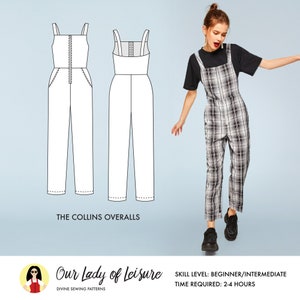 Collins Overalls Sewing Pattern / Coveralls Sewing Pattern / Utility Jumper Sewing Pattern/ Women's Coveralls Sewing Pattern