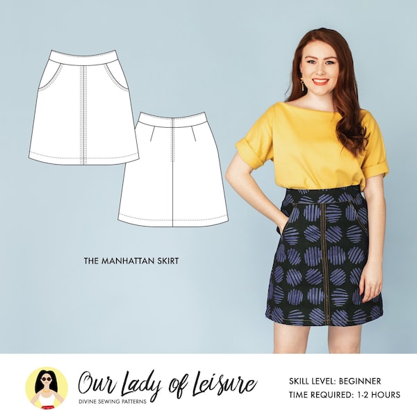 Easy Skirt Pattern with Pockets / Women's Skirt Sewing Pattern PDF / Beginner's Sewing Pattern