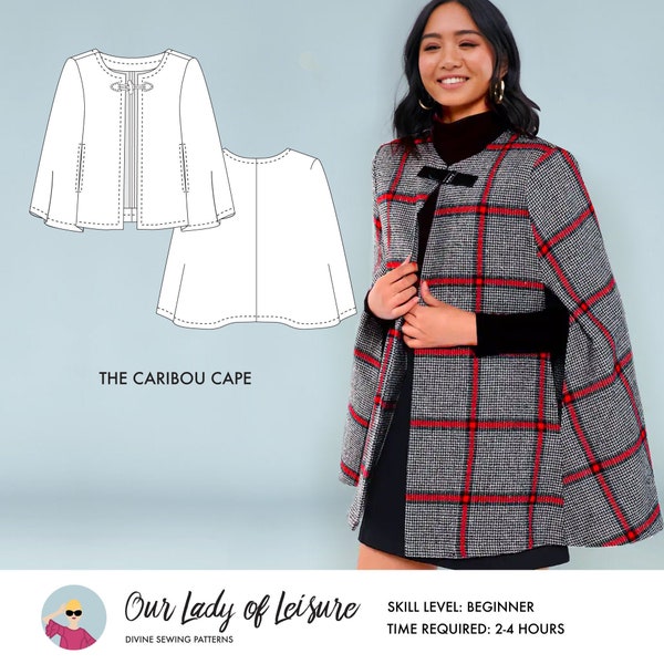 Caribou Cape // Wool Cape or Cloak Sewing Pattern - Winter Coat Pattern - Beginner Outerwear Sewing Pattern for Boiled Wool / Wool Coatings