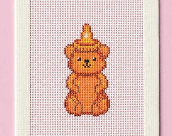 Needlepoint Canvas with Honey Bear - Handpainted Zweigart Royal 18 Mesh - Bear Shaped Honey Bottle