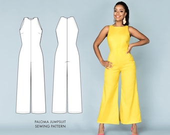 Paloma // Wide Leg Jumpsuit Pattern. Palazzo Jumpsuit for Beginner Sewing.