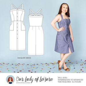 Denim Dress Pattern. Ladies Pinafore Overalls Dress Bild 1