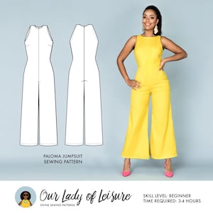 Paloma // Wide Leg Jumpsuit Pattern. Palazzo Jumpsuit for Beginner Sewing. image 1