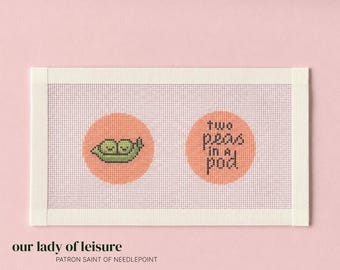 Needlepoint Canvas, Handpainted Peas In A Pod Design - Zweigart 18 Mesh