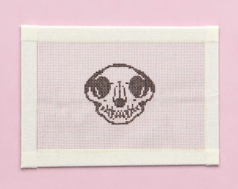 Halloween Skull - Spooky Hand-painted Needlepoint Canvas - Zweigart Royal 18ct - Cat Skull / Animal Skeleton