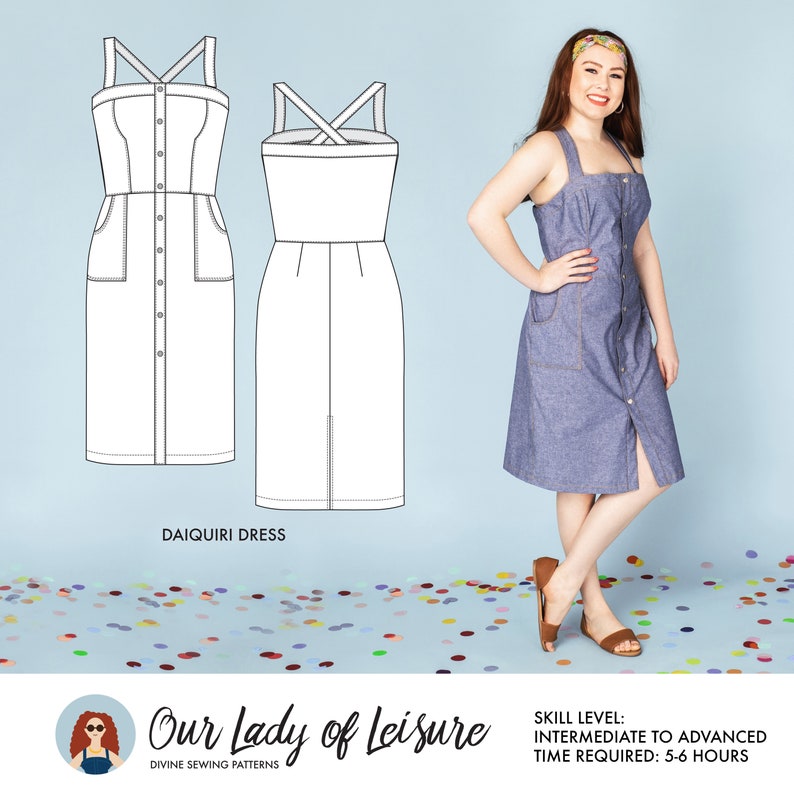 Denim Dress Pattern. Ladies Pinafore Overalls Dress Bild 6