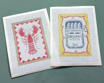 Needlepoint Canvas, Zweigart 18 Mesh - Sardine Tin And Lobster Designs