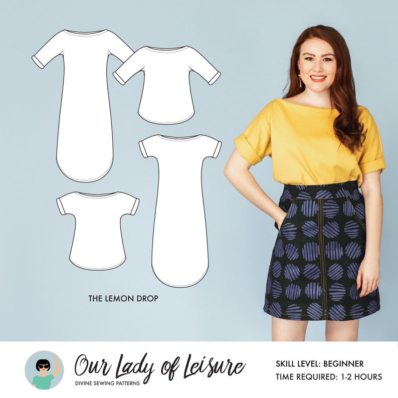 Lemon Drop // Stretch Knit Fabric Dress Pattern Boatneck and Etsy UK