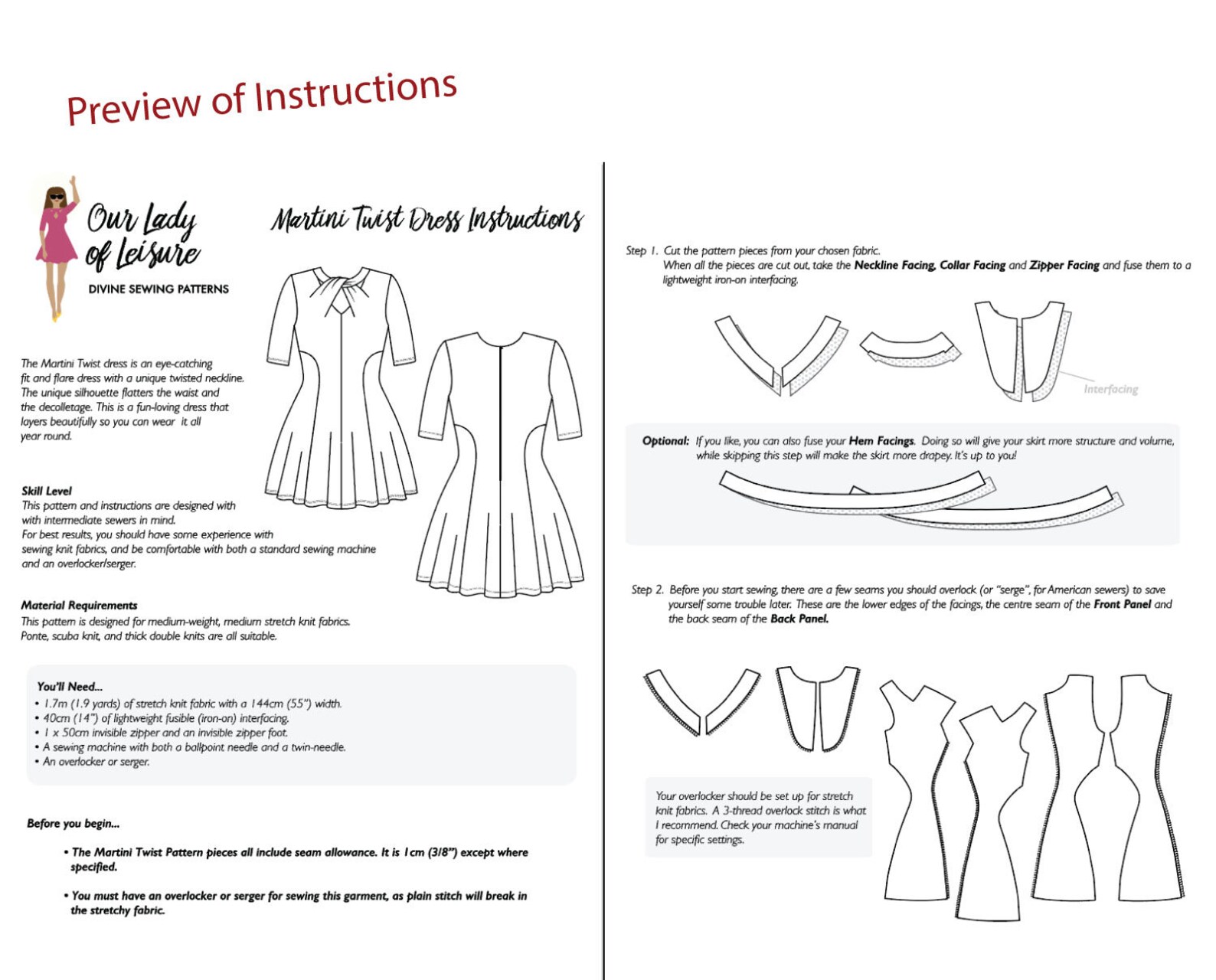 Skater Dress Pattern for Scuba Fabric. Ponte Fabric and Knit - Etsy