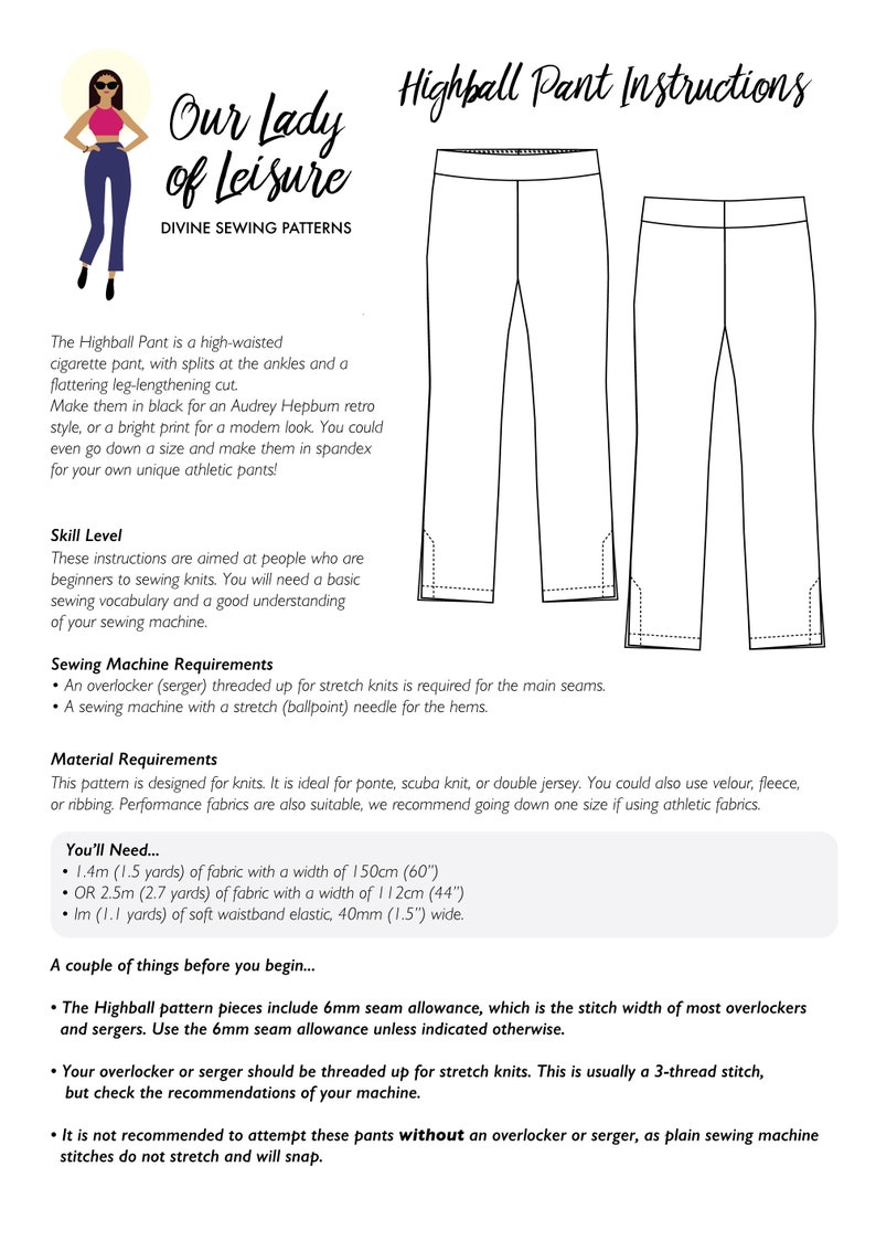 Highball Pant // High Waisted Pants Pattern / Cigarette Pants / Women's Trousers Pattern for Knit Fabric / Sewing Patterns image 6