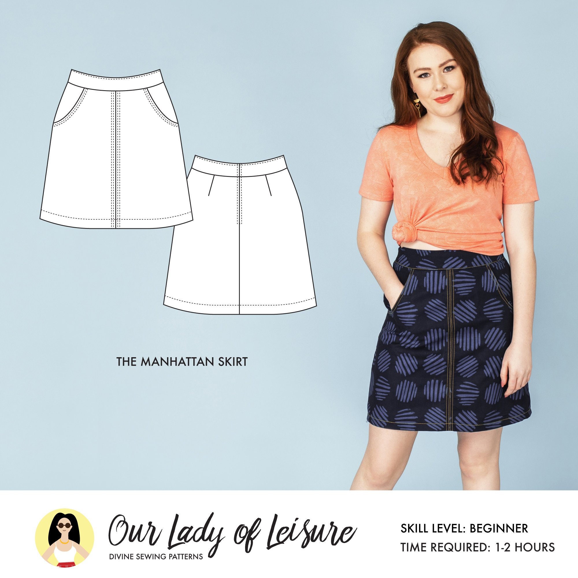 Easy Skirt Pattern With Pockets / Women's Skirt Sewing Pattern PDF