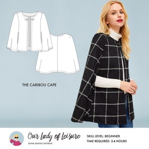 Caribou Cape // Wool Cape or Cloak Sewing Pattern Winter Coat Pattern Beginner Outerwear Sewing Pattern for Boiled Wool / Wool Coatings image 4