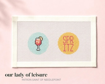 Needlepoint Canvas, Handpainted Aperol Spritz Design - Zweigart Royal 18 Mesh