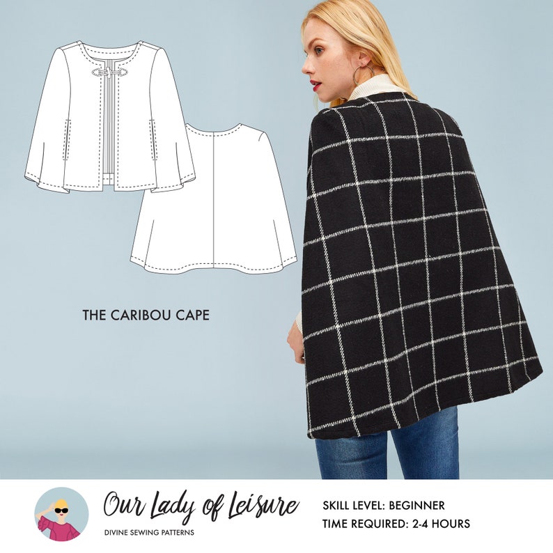 Caribou Cape // Wool Cape or Cloak Sewing Pattern Winter Coat Pattern Beginner Outerwear Sewing Pattern for Boiled Wool / Wool Coatings image 3