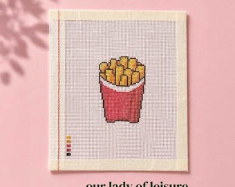 French Fries Handpainted Needlepoint Canvas - Zweigart Royal 18ct - Fast Food - Hot Chips