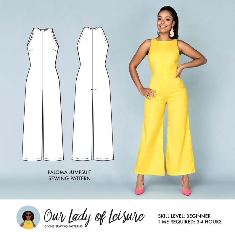 Paloma // Wide Leg Jumpsuit Pattern. Palazzo Jumpsuit for Beginner Sewing. image 1