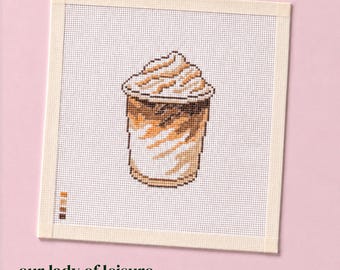 Iced Caramel Frappucino Hand Painted Needlepoint Canvas - Zweigart Royal 18ct