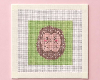 Adorable Needlepoint Canvas Sad Hedgehog - Handpainted Zweigart Royal 18 Mesh