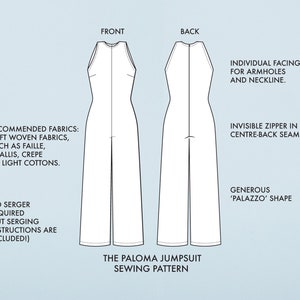 Paloma // Wide Leg Jumpsuit Pattern. Palazzo Jumpsuit for Beginner Sewing. image 2