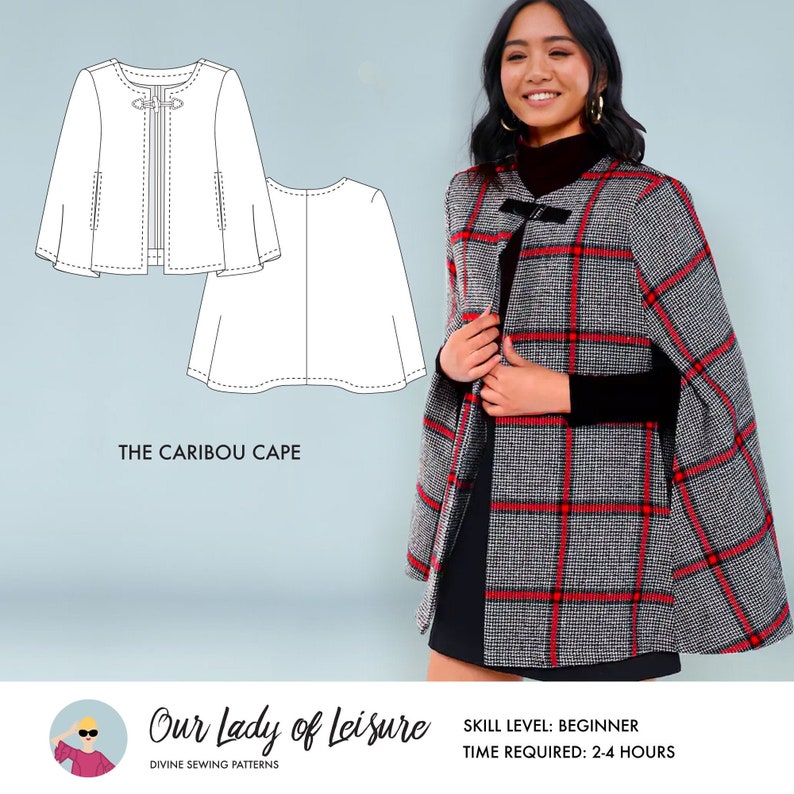 Caribou Cape // Wool Cape or Cloak Sewing Pattern Winter Coat Pattern Beginner Outerwear Sewing Pattern for Boiled Wool / Wool Coatings image 1