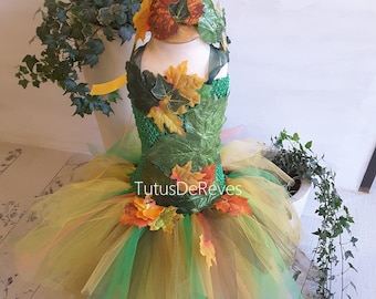 Déguisement de fée de la forêt, robe tutu enfant aux couleurs de l'automne