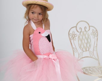 Tutu dress, pink flamingo costume for children. Birthday gift, carnival costume, Halloween costume. Size 1 to 8 years