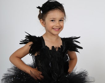 Black Schwan Tutu Kleid, schwarzer Schwan Kostüm, Geburtstag Kleid, Karneval Kostüm, Halloween, Weihnachten Geschenk, Französisch Schöpfung