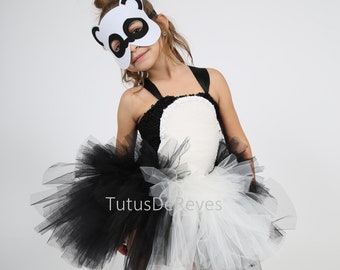 Déguisement animaux enfant, robe tutu panda, serre tête panda, masque panda, Déguisement panda carnaval, Halloween, anniversaire enfant