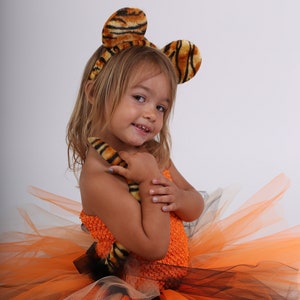 Animal disguises, tiger tutu dress; birthday or Christmas gift, carnival or Halloween disguise for children