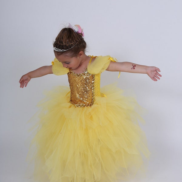 Costume de Peau d'âne, robe enfant de princesse jaune or, autres couleurs possibles