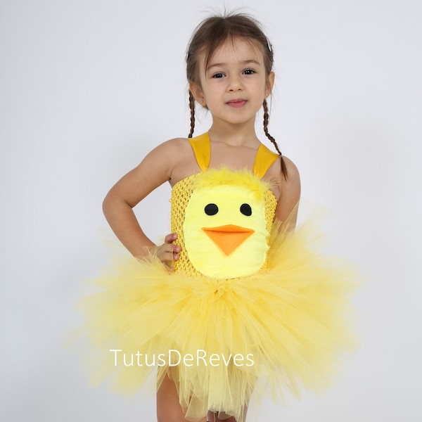 Robe tutu de petit poussin, déguisement bébé et fillette en tulle jaune, anniversaire costumé, tutu de carnaval