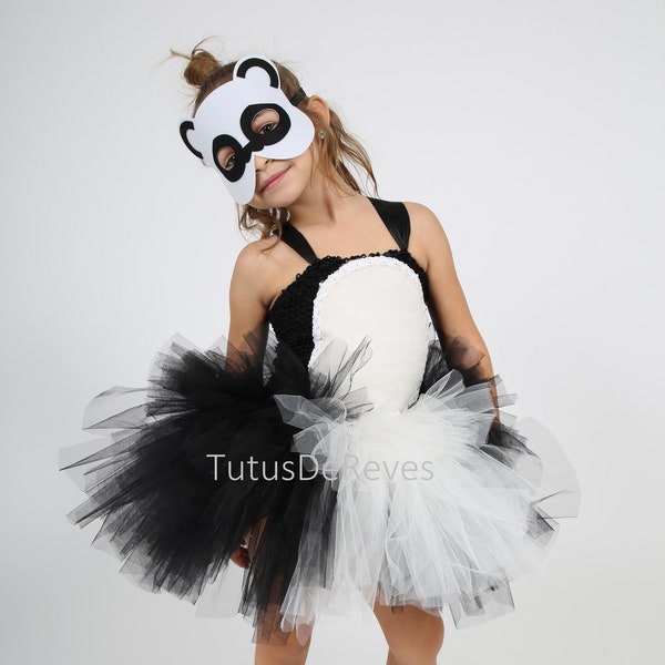 Children's animal costume, panda tutu dress, panda headband, panda mask, carnival panda costume, Halloween, child's birthday