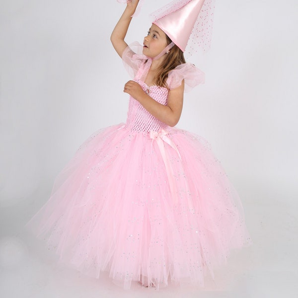 Robe tutu rose de princesse, déguisement enfant de magicienne, cadeau fille