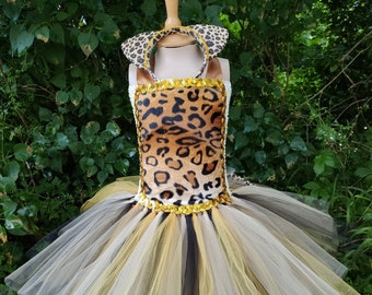 Déguisements enfant d'animaux, robe tutu de Léopard avec accessoire, Halloween,  carnaval,  anniversaire costumé enfants