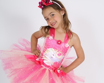 Unicorn tutu dress, baby and girl tutu, pink unicorn costume, child's birthday, Christmas gift, Halloween or carnival costume, dress