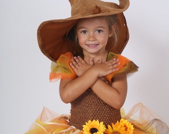 Déguisement enfant d'épouvantail, robe tutu aux couleurs de l'automne