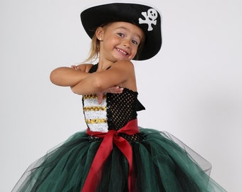 Girl pirate disguise with hat, tutu dress Halloween, carnival or birthday