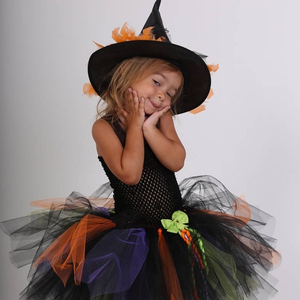 Vestido de tutú de bruja, disfraz de carnaval  niña/bebé, vestido de tul negro suave y corpiño de ganchillo elástico, Halloween, cumpleaños