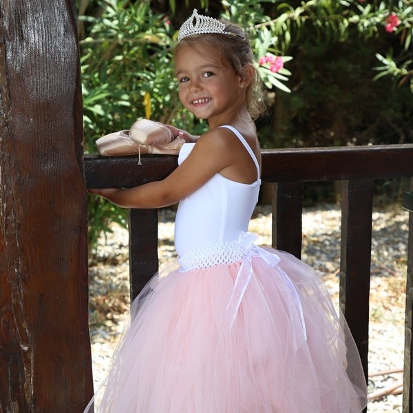 Jupe tutu fille fleur, jupe en tulle  longue de cérémonie pour petite princesse, couleurs au choix