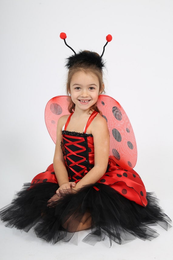 Disfraz de Mariquita para nina vestido tutu rojo y negro en tul y raso. Creacion francesa disfraz de carnaval regalo para nina. Etsy Espana