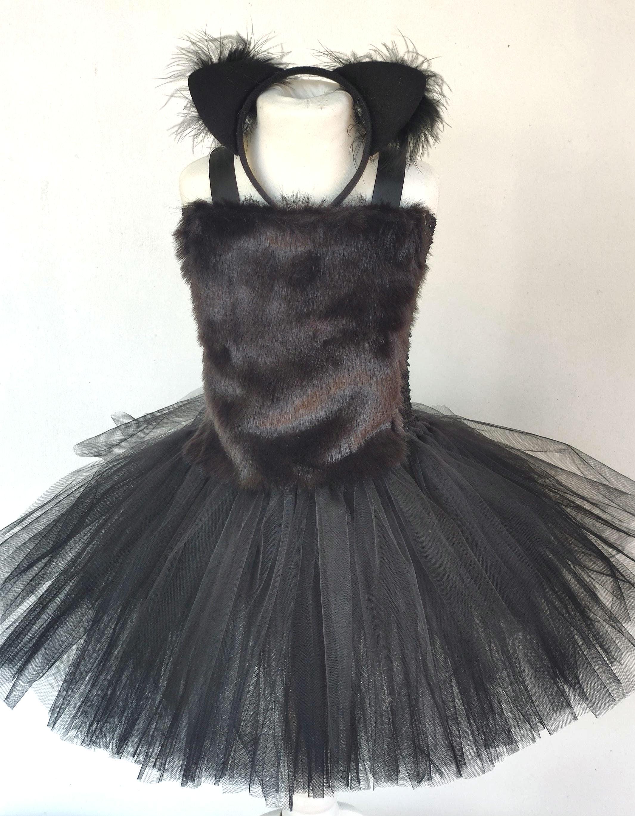 Kids Costume, Black Panther Costume, Tulle and Stretchy Crochet