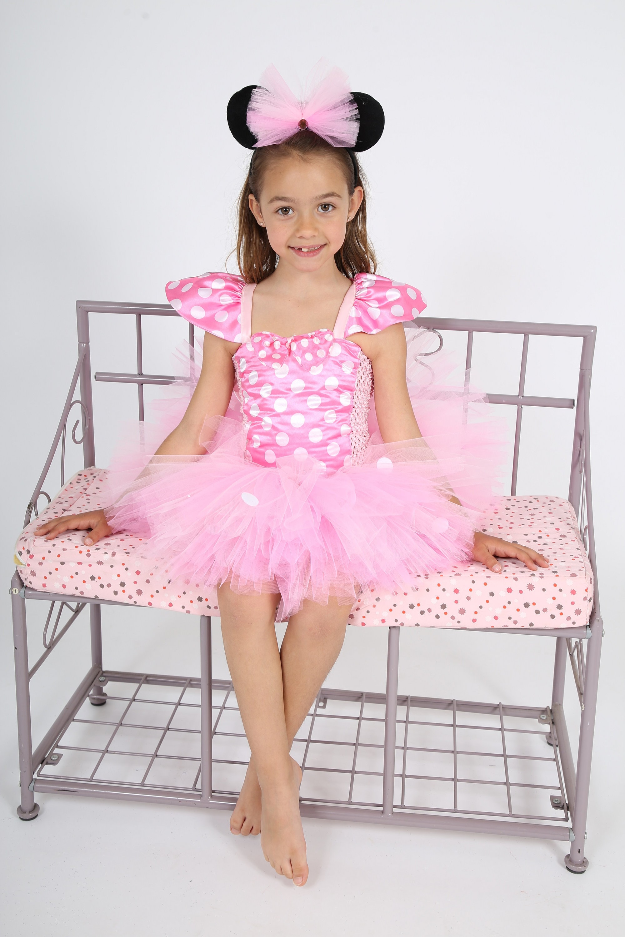 Herenear Déguisement Minnie Fille, Robe Minnie pour Enfants de 1 à 9 Ans,  Costume Carnaval Princesse Enfant avec 2 Serre Tete Minnie, Bébé Robe Tutu  Rose, Cosplay Fête d'anniversaire Costume (80) 