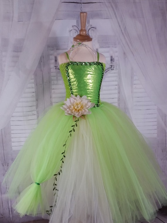 Princess Dress, Princess Tiana Costume, Tutu Dress for Children Sizes 1 to  8 Years: Birthday Gift, Wedding, Carnival Costume 