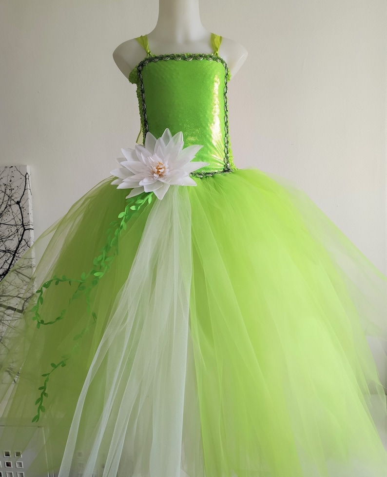 Princess dress, princess Tiana costume, tutu dress for children sizes 1 to 8 years: birthday gift, wedding, carnival costume... image 2