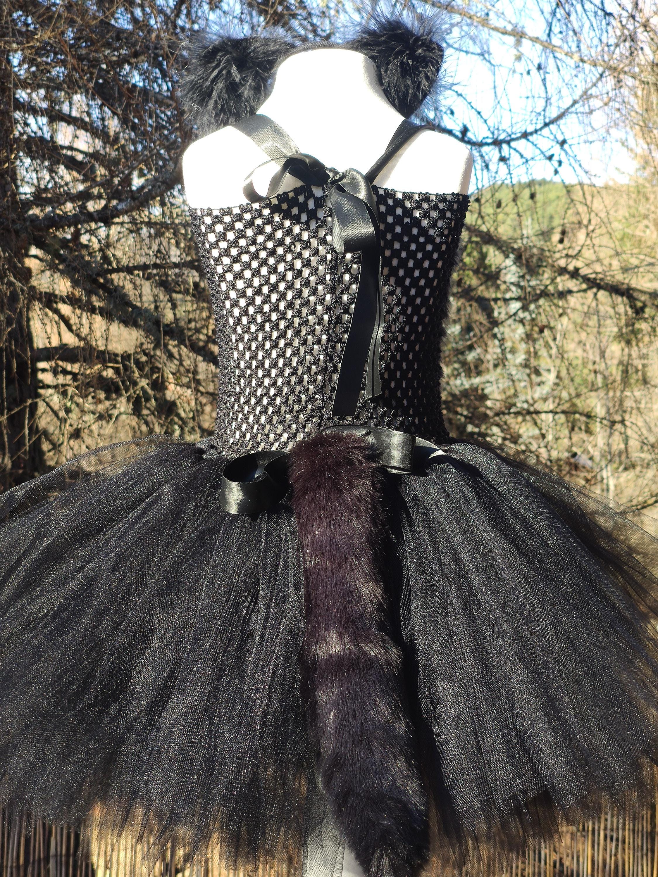 Kids Costume, Black Panther Costume, Tulle and Stretchy Crochet