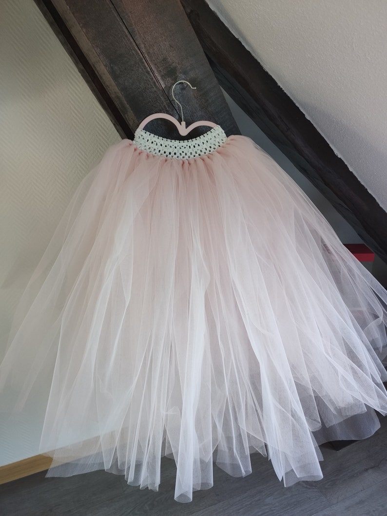 Jupe tutu fille fleur, jupe en tulle longue de cérémonie pour petite princesse, couleurs au choix image 7