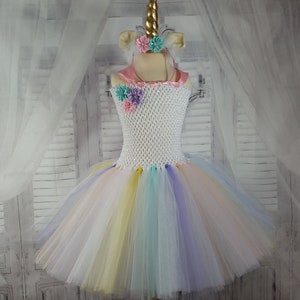 DXTON Vestito da Ragazza Principessa Unicorno Abito Bambina Festa Manica  Lunghe Tulle violaLh9521 4T 