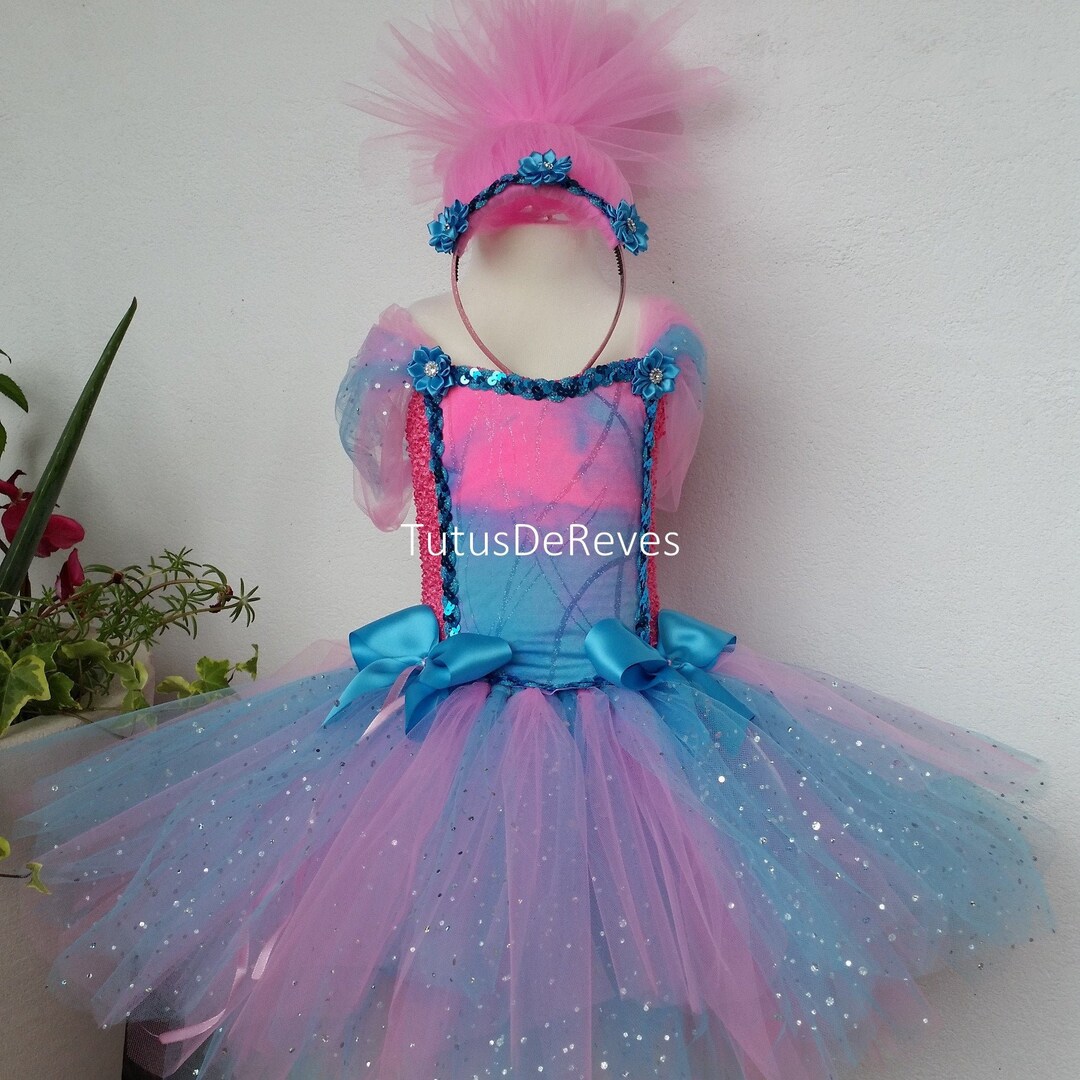 Poppy troll dress- Poppy troll costume-poppy dress- troll dress- poppy –  Pink Toes & Hair Bows