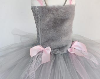 Déguisement de souris enfant, tulle et fourrure, tailles de 1 à 8 ans, cadeau fille, anniversaire costumé, Halloween, carnaval Déguisement de souris enfant, tulle et fourrure, tailles de 1 à 8 ans, cadeau fille, anniversaire costumé, Halloween, carnaval