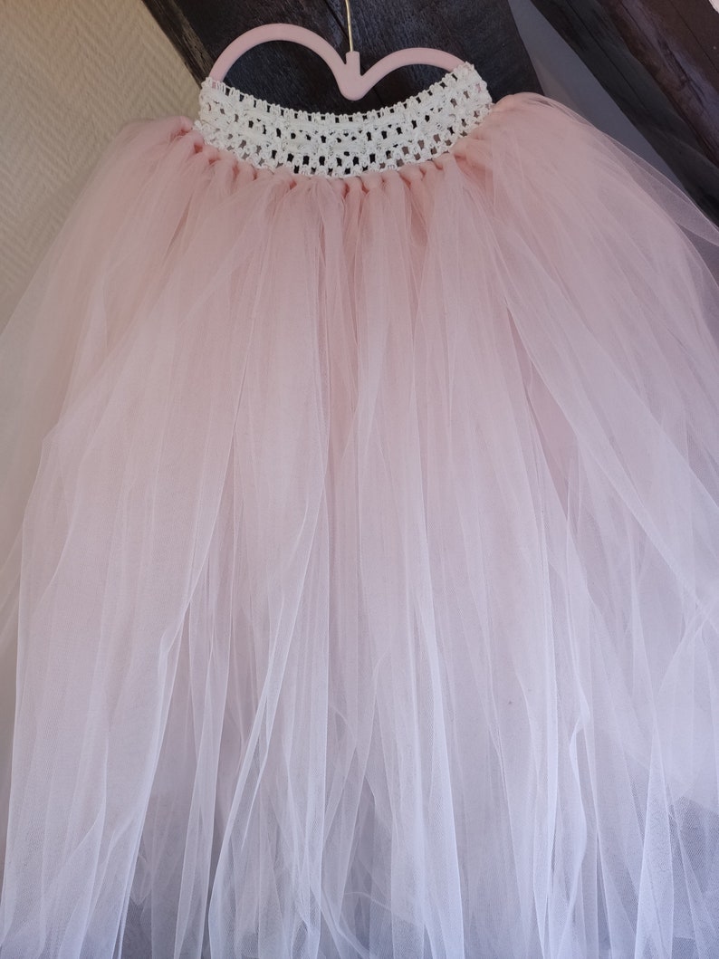 Jupe tutu fille fleur, jupe en tulle longue de cérémonie pour petite princesse, couleurs au choix image 6